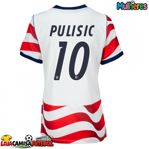 Camisa de Futebol Estados Unidos Christian Pulisic #10 Equipamento Principal Mulheres Mundo 2026 Manga Curta